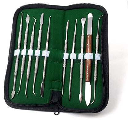 A2Z - Stainless Steel Spatula Wax & Clay Sculpting Tool Carver Set,Carving Pottery Tools - Sculpture Shaper Polymer Modeling Tools for Clay, Pottery, Ceramics Artwork & Holiday Crafts (10PC with Case) - style: 10PC with Case
