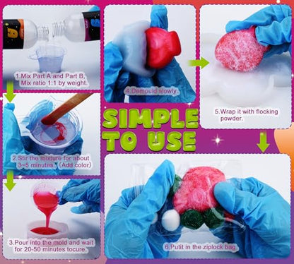 Liquid Silicone for Taba Squishy Kit 36oz, 1:1 AB Super Soft Silicone, Bubble-Free Fast Cure, DIY Squishy Making Kit with 5 Molds (Cat Paw, 2×Hamster, Bear, Taiyaki), Stress Relief Gift for Beginners - color: 36oz