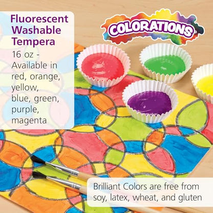 Colorations Washable Tempera Paint, 16 fl oz, Fluorescent Blue, Neon, Non Toxic, Vibrant, Bold, Bright, Kids Paint, Craft, Hobby, Fun, Art Supplies - color: Fluorescent Blue