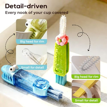 3 in 1 Cup Lid Cleaning Brush, 2026 New Multifunctional Bottle Brush Cleaner, Bottle and Straw Brush Cleaning Set, Crevice Cleaning Brush Tools for Gap Tight Spaces, Home Kitchen Gadgets (2PC B) - color: 2pc B