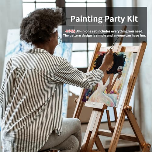 VOCHIC 4 Pack Sip and Paint Kit for Adults,Pre Drawn Canvas for Painting Party Supplies Girls Night Games Couples Paint Art Set Sip Girl 8x10 in - size: 8x10, style: Style 12