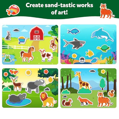 Skillmatics Sand Art Activity - Mess-Controlled DIY Animal Craft Kit with 50+ Colorful Stickers, Creative Arts & Crafts for Kids, Fun Hands-On Activity, Gifts for Ages 4, 5, 6, 7, 8, 9, 10 - style: Animals