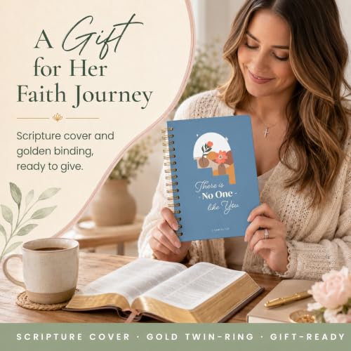 Hardcover Blank Christian Notebook – 140 Pages, No One Like You | Lined Pages with Bible Verse Cover – Inspirational Writing Spiral Notebook for Bible Study and Prayer - color: No One-Blue