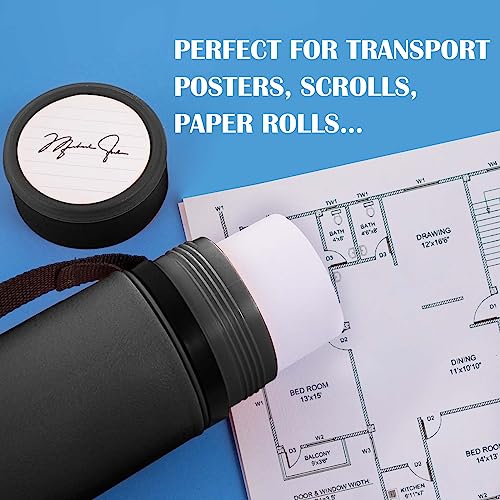 JJRING Black Poster Tube, 25" to 40" Extendable Poster Storage Holder Tube with Carrying Strap, Poster Carrying Case for Blueprints, Scrolls, Maps and Architect Papers - color: Black