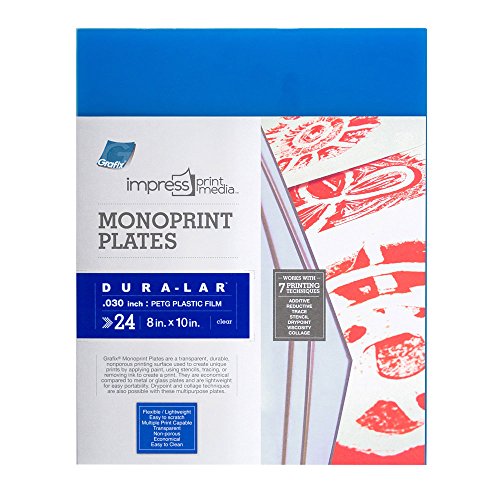Grafix Impress Print Media Monoprint Plate – 8" x 10”, Pack of 24 – Transparent, Lightweight, Non-Porous .030” Dura-Lar Monoprinting Surface, Economical Alternative to Metal or Glass Plates - size: 8" x 10", style: Clear, Pack of 24