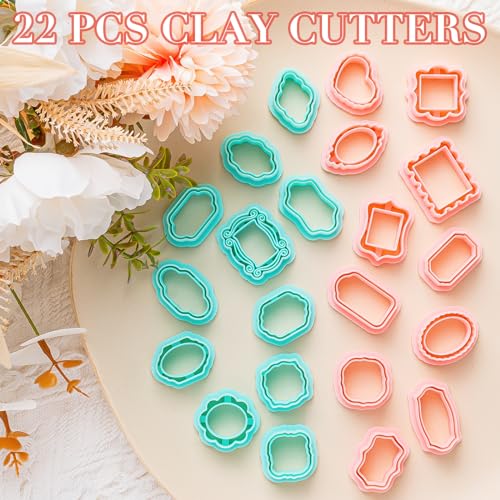 TAINSKY Polymer Clay Cutters - 22 Shapes Frame Clay Cutters, Boho Polymer Clay Cutters for Earrings Jewelry Making, Window Clay Cutters for Polymer Clay Jewelry. (Style-A) - color: Frame Set