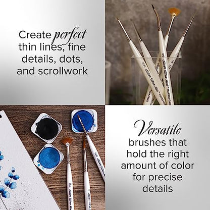 Silver Brush UMS-2445S Ultra Mini Detail Short Handle Brush Set, 4 Per Pack - color: Detail Set, size: 4 Pc