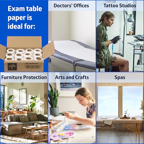Medline Medical Exam Table Paper, Crepe Table Paper, 21 inches x 125 feet, Case of 12 Rolls - size: 21” x 125’