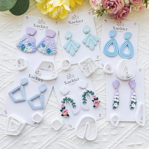 Xaekicr Abstract Shapes Polymer Clay Cutters Set – Clay Cutters for Polymer Molds, Clay Earring and Versatile Tools - color: 2P color