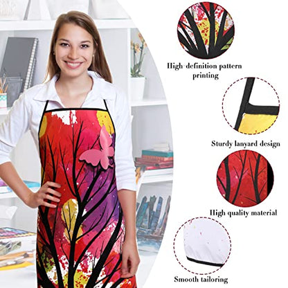 Eurzom 3 Pcs Painting Apron for Adults Artist Art Aprons Splatter Smock Colorful Waterproof Painting Smock Adjustable Apron for Teacher Student Chef Cooking Baking Gardening
