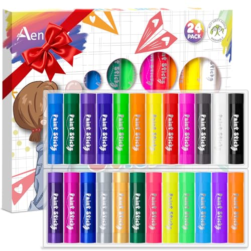 Aen Art Paint Sticks, 24 Colors Solid Tempera Paint Sticks for Kids, Quick Drying Washable Paint for Students, Kids - color: 24 colors