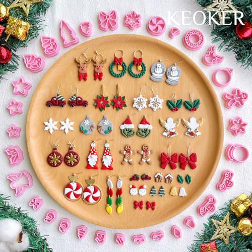 Keoker Christmas Clay Cutters, 31 PCS Polymer Clay Cutters for Earrings Making, Mini Shapes (All 2) - color: ALL 2