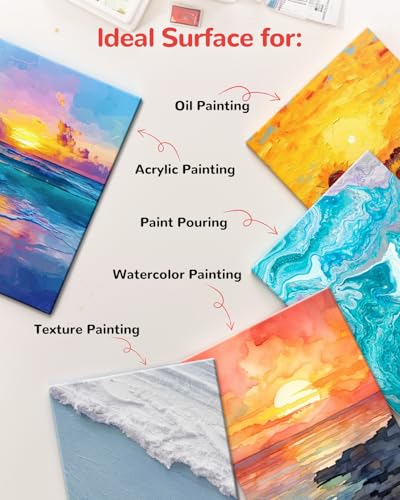 Canvas Boards 40 Pack, 8x10 Inch Small Painting Canvas Panels, 100% Cotton White Blank Art Supplies for Acrylics Oil Watercolor Tempera Paints - size: 8"x10"- 40pcs