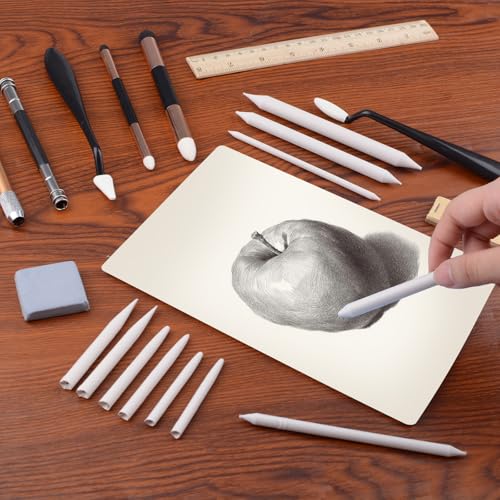 Sketch Drawing Tools, 42PCS Blending Stumps and Tortillions Sandpaper Sharpeners Pencil Extension Sponge Replacement Heads Kneaded Eraser for Charcoal Sketch