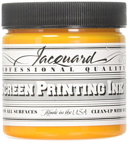 Jacquard Professional Screen Print Ink, Water-Soluable, 4oz Jar, Golden Yellow (102)