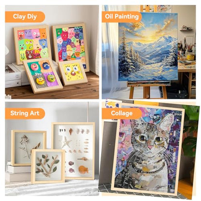 Wooden Canvas Panels with Easel Set – Complete Art Supplies for Artists, Includes 16x9 Easel, 12x12 Wooden Canvas Panels for DIY Crafts-Spring Family Fun - size: 12*12-1