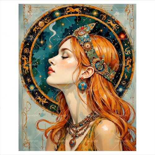 Fantasy Paint by Numbers Kit for Adults - DIY Zodiac Goddess Portrait Painting on Canvas 16x20 Inches, Frameless Acrylic Paint Set, Suitable for Beginners, Art for Home Decoration or Gifts