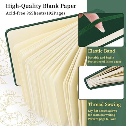 Square 5x5 inches 80gsm 96sheets/192 Pages Notebooks Blank Sketchbooks Travel Journal Pocket Hardcover Paint Writing Diary Memo Planner PU Leather Cover. Dark Green - color: PU Cover-5x5in-Dark Green