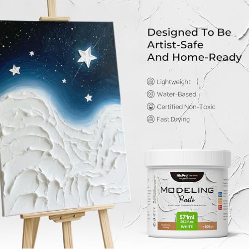 Nicpro Modeling Paste 571 ml / 28.2 oz for Acrylic Painting, High Density Acrylic Medium for Texture Art and Thickness, Structural Molding Texture Paste for Canvas Paint, Art Projects, DIY, 3D Effect - size: 571 ml