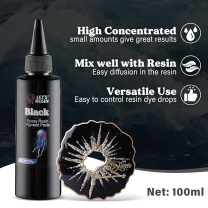 Bundle Set of LET'S RESIN Silicone Mold Making Kit and Black Epoxy Resin Pigment Paste