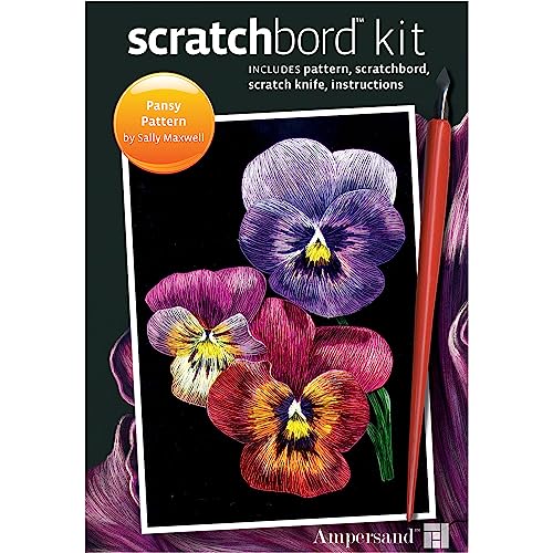 Ampersand Art Supply Scratchbord | Pansies | 5’’ x 7’’ | Professional Scratchboard Art Panel | for Scratchboard Drawing, Illustration & Mixed Media - style: Pansies