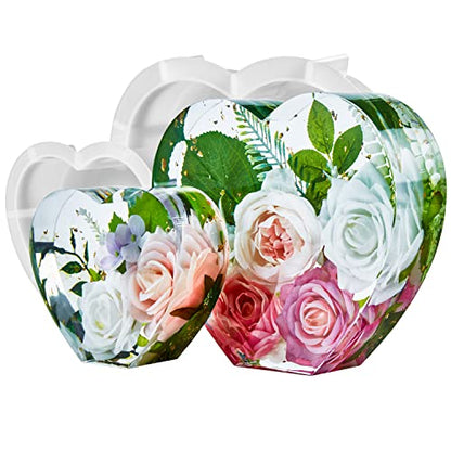 2Pcs 10 Inch Large Heart Shape Resin Molds, Silicone Molds for Flower Preservation, Deep Epoxy Resin Molds for Resin Art Casting, DIY Wedding, Valentine, Anniversary, Home Decor Gift