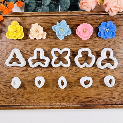 Xaekicr A2-3-1-Handmade Jewelry Pendant Crafting Kit,Flower Plastic Molds Set, DIY Polymer Clay Printing Tools - color: Y color