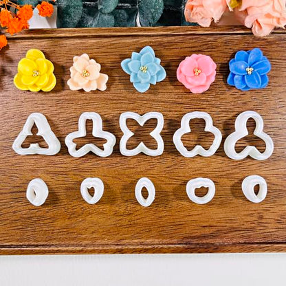 Xaekicr A2-3-1-Handmade Jewelry Pendant Crafting Kit,Flower Plastic Molds Set, DIY Polymer Clay Printing Tools - color: Y color