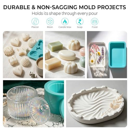 Nicpro 80 oz Silicone Mold Making Kit 20A, Platinum Liquid Silicones Rubber for Mold Maker, Jade Green Flexible & Food Safe Mix Ratio 1:1 for Casting 3D Resins Molds DIY with Gloves, Sticks & Cups - size: 80oz