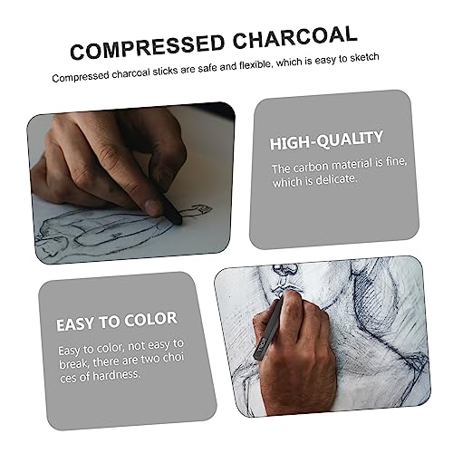6pcs Professional Art Charcoal Compressed Sticks Drawing Set Medium Vine Charcoal Pencils Sketching Supplies for Artists Students