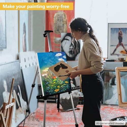 RRFTOK Art Painting Artist Easel Stand,Aluminum Metal Tripod Adjustable Easels for Painter Canvases Height from 17 to 66 Inch - Carry Bag for Table-Top/Floor Drawing and Displaying 2-Pack. - style: 66S 2pack