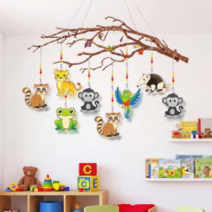 WinnerWhy 30 Sets VBS Rainforest Animal Suncatcher Craft Kit, DIY Jungle Sun Catchers Bulk Paint Your Own Window Art Ornaments for Adult Home Birthday Activity Party Decor - style: Rainforest
