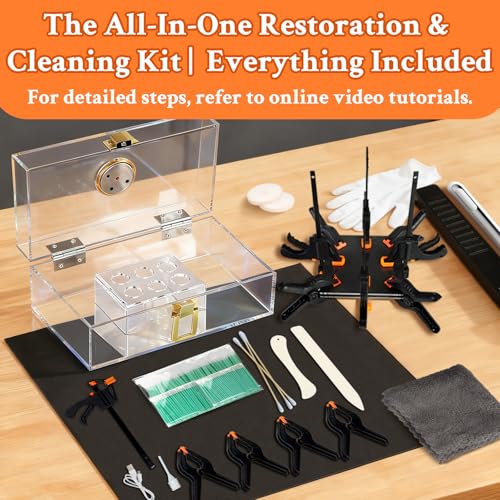 DEDC Card Cleaning Kit Flattening Restoration Repair Care Sport Card with Heat Pen, Acrylic Humidor and Accessories – Complete Solution for TCG Collectors and Enthusiasts Premium - style: DEDC PREMIUM