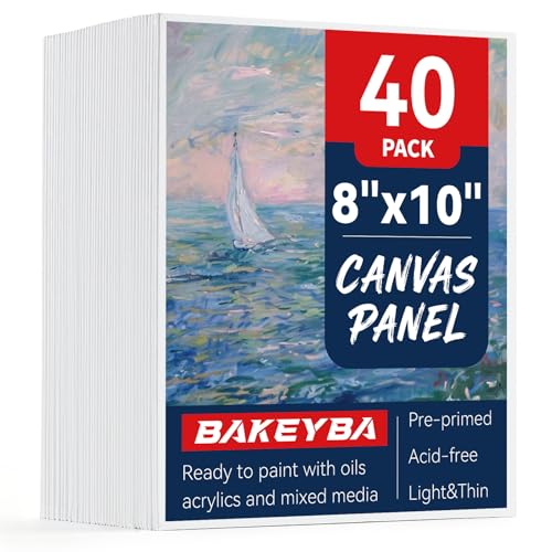 Canvas Boards 40 Pack, 8x10 Inch Small Painting Canvas Panels, 100% Cotton White Blank Art Supplies for Acrylics Oil Watercolor Tempera Paints - size: 8"x10"- 40pcs