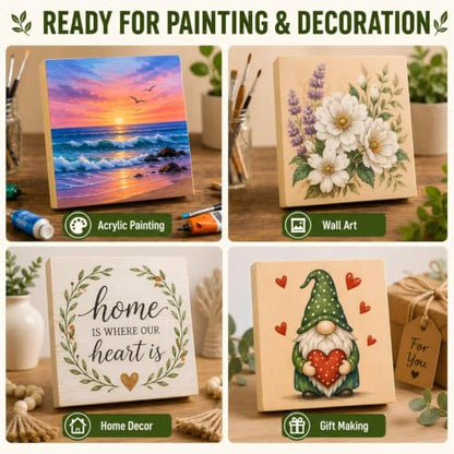 Unfinished Wood Blocks for Crafting, 4 Pack 6 x 6 x 1 Inch Solid Pine Wood Carving Blocks for DIY Carving, Whittling, Painting, Engraving, Art Classes and Photo Display - size: 6x6x1 Inch
