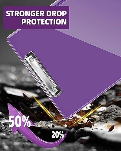 Clearview Clipboard with 2 Storage, Dry Erase 8.5x11 Heavy Duty ClipBoards - High Capacity Coaches Clip Board with Pen Holder - Side Opening Plastic Nursing Clip Case (Dark Purple) - color: Dark Purple