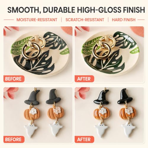 Clay Glaze, Air Dry & Polymer Clay Glaze Sealer Waterproof, Non-Toxic & Anti-Cracking, High Gloss Varnish for Air Dry Clay, Polymer Clay, Oven Baked Clay, Pottery Clay, Modeling Clay, Ceramic Clay