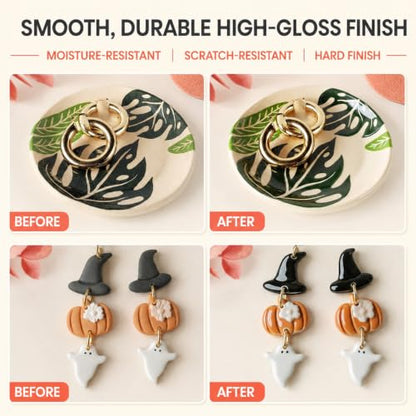 Clay Glaze, Air Dry & Polymer Clay Glaze Sealer Waterproof, Non-Toxic & Anti-Cracking, High Gloss Varnish for Air Dry Clay, Polymer Clay, Oven Baked Clay, Pottery Clay, Modeling Clay, Ceramic Clay