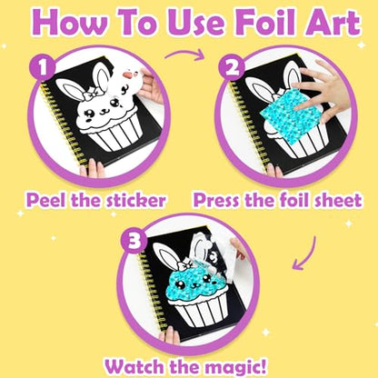 FUNNYB&G Foil Art Craft Kit for Kids 4-10 Years Old: Mess-Free & No-Glue, Create 16 Sparkly Happy Birthday Pictures – Perfect Travel Toy & Birthday Gift for Kids（Happy Birthday） - style: Happy Birthday
