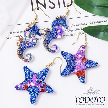 YODOYO Resin Earring Molds 3pcs Ocean Marine Life Jewelry Resin Molds UV Resin Jellyfish Shell Starfish Earrings Keychain Necklaces Pendant Silicone Molds DIY Art Craft Jewelry Making Supplies