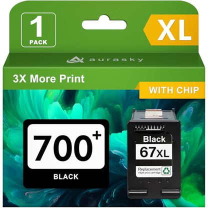 67XL Black Ink Cartridge Compatible for HP Ink 67 XL Black Printer Ink Cartridge Work for DeskJet 2700 2700e 2755e 2800 2855e 4155e 4255e 2852e Envy 6055e 6000 6455e (1 Black) - size: 67XL 1 K