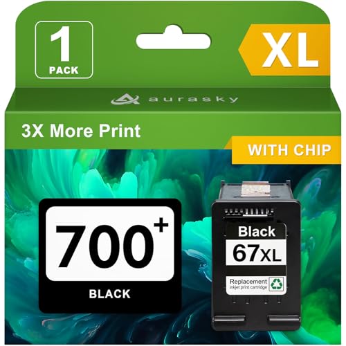 67XL Black Ink Cartridge Compatible for HP Ink 67 XL Black Printer Ink Cartridge Work for DeskJet 2700 2700e 2755e 2800 2855e 4155e 4255e 2852e Envy 6055e 6000 6455e (1 Black) - size: 67XL 1 K