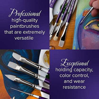 Silver Brush Limited 8801-4 Silver Silk 88 Flat Paintbrush for Acrylic, Watercolor, Gouache, Inks, & Dyes, Size 4, Long Handle - size: Size - 4