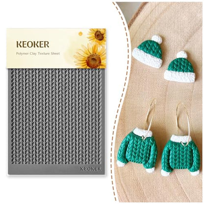 Keoker Polymer Clay Texture Sheet Christmas, Christmas Clay Texture Mat for Making Earrings Jewerly, Christmas Polymer Clay Earrings Tools (Style 1) - color: Style 1