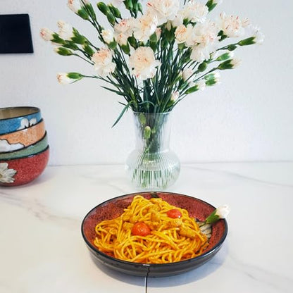 rockgoldbug pasta bowl for Kitchen, 8.5 in - Ceramic pasta bowl set of 4 - For Pasta,Salad,Appetizer, Serving etc - Dishwasher, Microwave, and Oven Safe - For Breakfast, Lunch and Dinner
