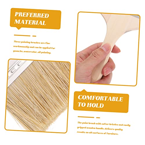 5pcs Oil Paint Brush Fine Detail Set Bristle Brush Set for Oil Painting Wooden Handle Paint for Furniture Watercolor Painting