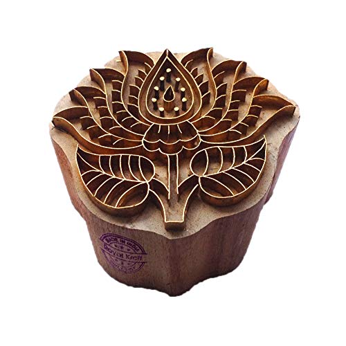 Trendy Printing Stamp Brass Lotus Shapes Wooden Clay Block BSCtag006 - size: BSCtag006