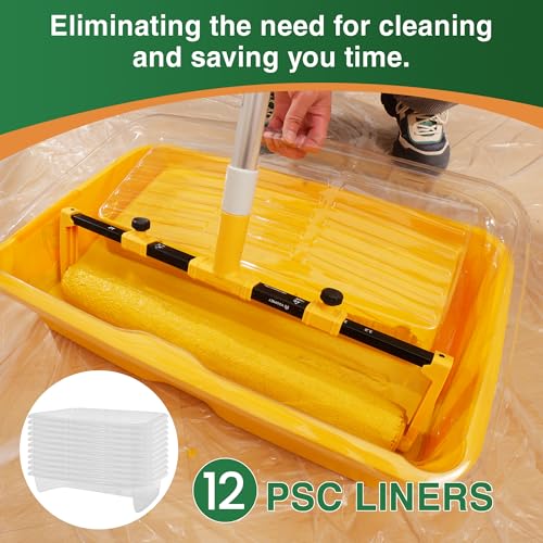 VOOMEY 12-Pack 18 Inch Disposable Paint Tray Liners, Deep-Well Paint Pan Liners for 18" Trays, Easy Clean & Quick Color Change (Fits VOOMEY 18 Inch Paint Trays Only) - size: 18 Inch Paint Tray Liners (12pcs)
