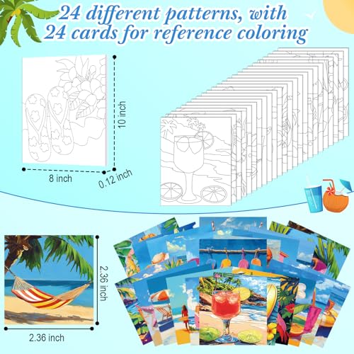 Sherr 24 Pcs Pre Drawn Canvas for Painting Adult Pre Printed Canvas Bulk Sip and Paint Kit Stretched Panels Paint Set for Theme Valentine Painting Night Party Favor(Hawaii,8 x 10 Inch) - size: 8 x 10 Inch, style: Hawaii