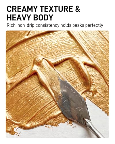 JusArt Metallic Gold Acrylic Paint, 8.45oz/250ml Large Tube, Heavy Body Rich Pigment, Non-Toxic, Non-Fading Craft Paint for Canvas Wood Metal Fabric Ceramics, Art Supplies for Adults Artists Beginner - color: Metallic Gold
